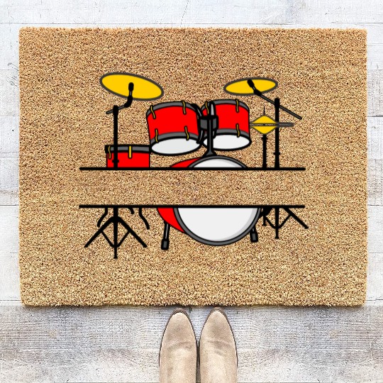 Drum kit name banner logo for drummer Coir Doormats