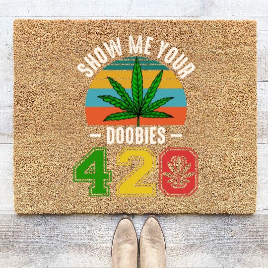 Fun 420 Show Me Herb Weed Marijuana Design Coir Doormats
