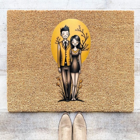 a boy and a girl Coir Doormats