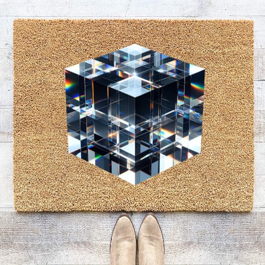Abstract Crystal Cubes Coir Doormats