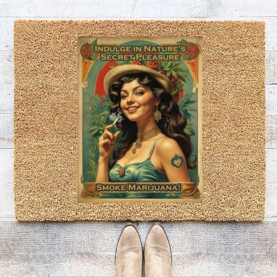 Joyful consumption marijuana Coir Doormats