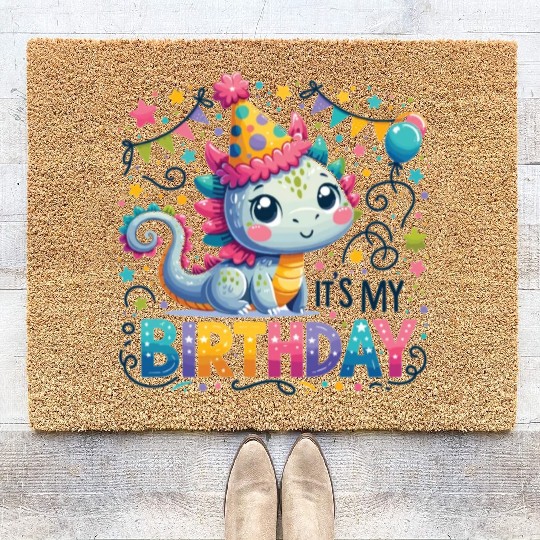 Its My Birthday Sweet Birthday Dragon Coir Doormats