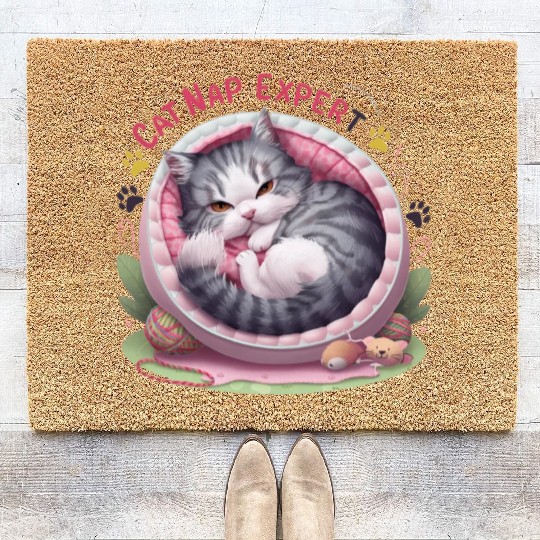 Cat Nap Expert - Funny Cat Outfit! Coir Doormats