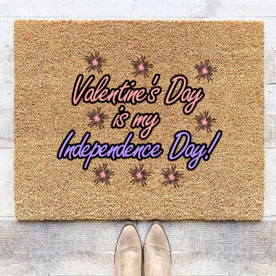 Single Alone Lonely valentine's day joke Coir Doormats