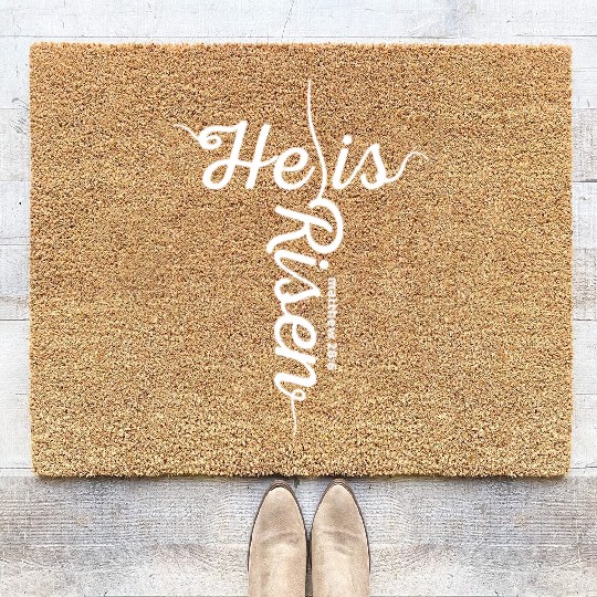 He Is Risen Matthew 28:6 Christian Easter Jesus Coir Doormats
