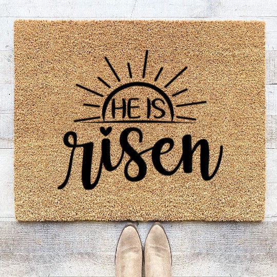 He Is Risen Sunrise Christian Easter Jesus Coir Doormats