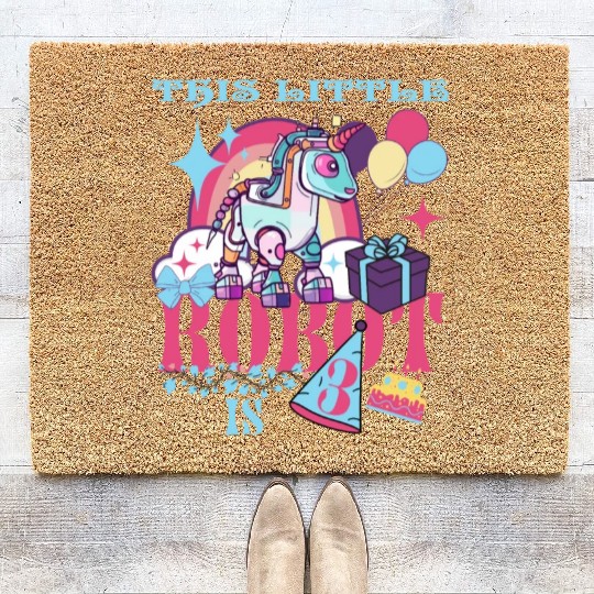 This Little Robot Is 3 Funny Unicorn Robotics Coir Doormats