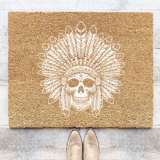 Indigenous Native American Skull Head Coir Doormats