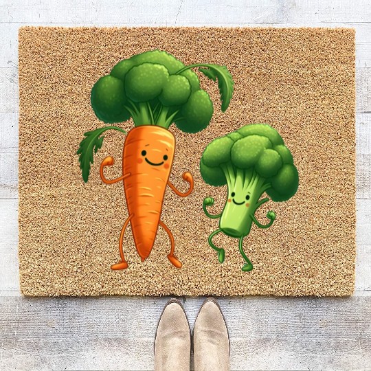 Carrot Dancing with Broccoli Coir Doormats