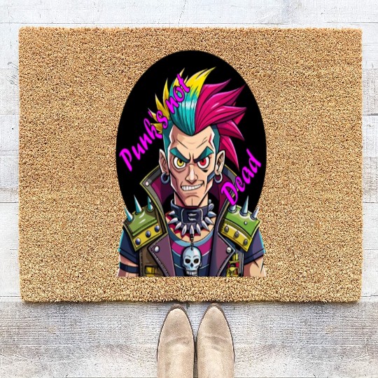 Rebel's Gaze: A Tribute to Punk's Resilience Coir Doormats
