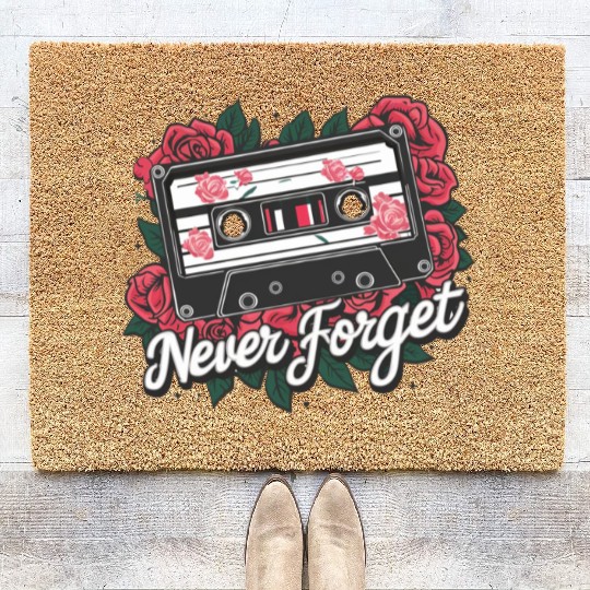 A cassette tape colored with roses Coir Doormats