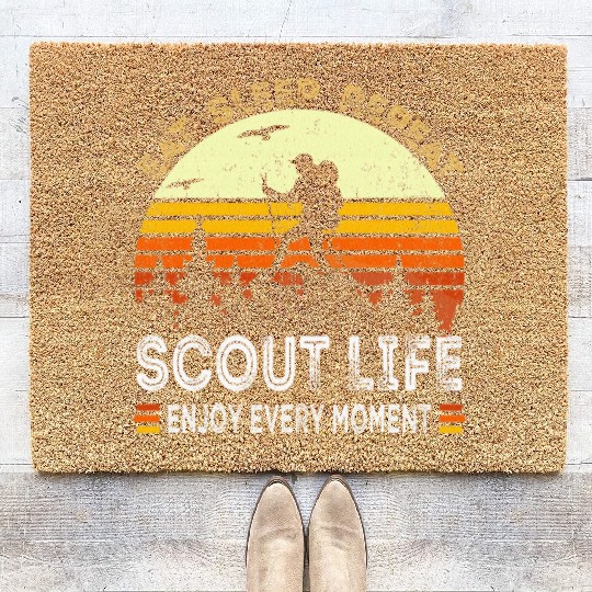 Eat Sleep Scout Repeat Camping Coir Doormats
