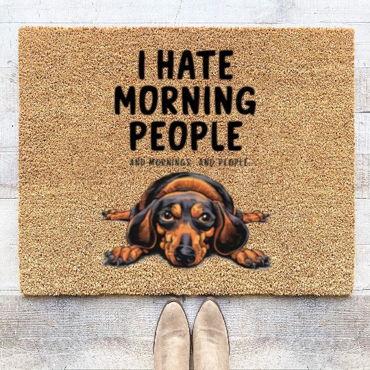 Angry Dog Hates Mornings and People Coir Doormats