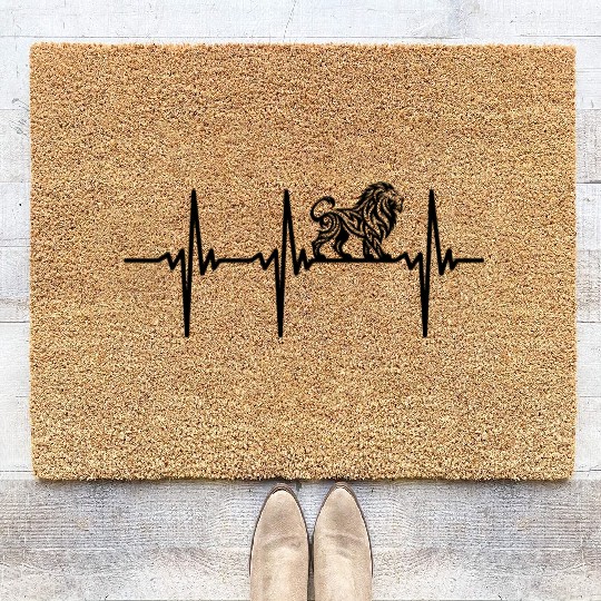 Heartbeat For Proud Lions Tattoo Style Coir Doormats