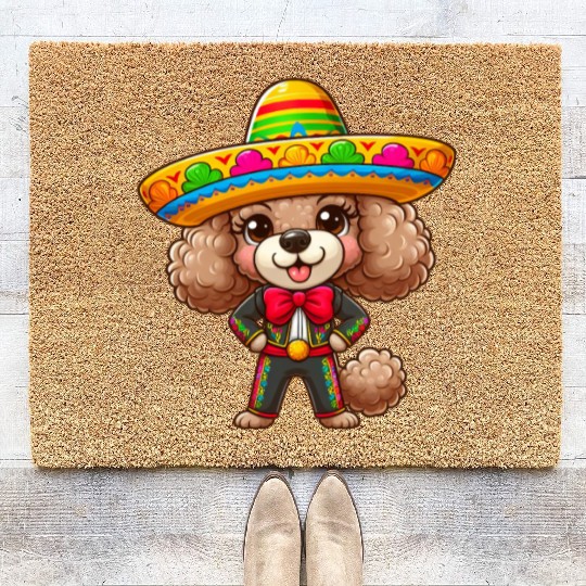 Poodle Celebrates Cinco de Mayo in Mexico Coir Doormats