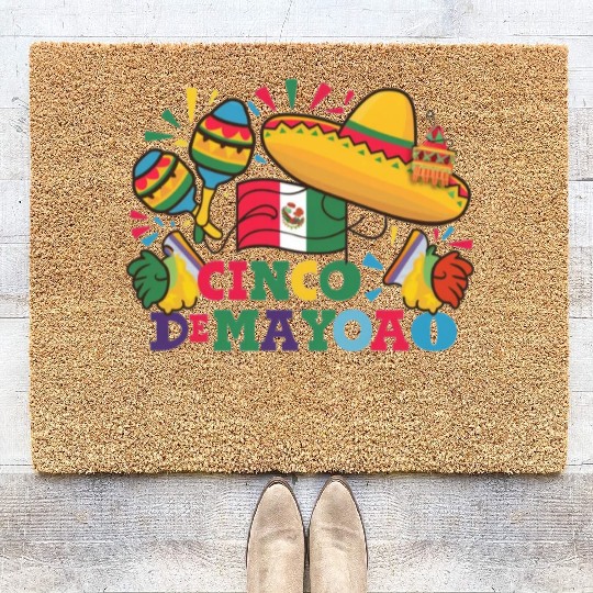 Cinco de Mayo: Mexican Flag Design Coir Doormats
