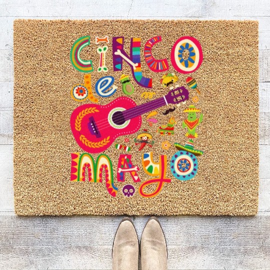 Cinco de Mayo Mexican Taco Guitar Fiesta Coir Doormats