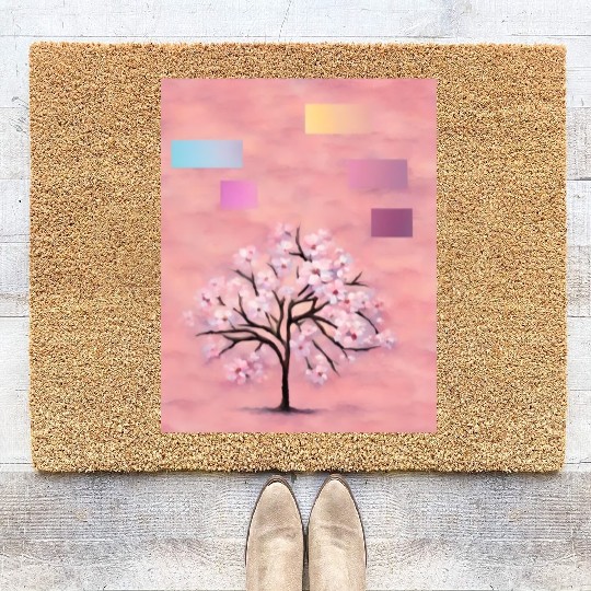 Cherry Blossom Tree, Nature,Green Earth Series Coir Doormats
