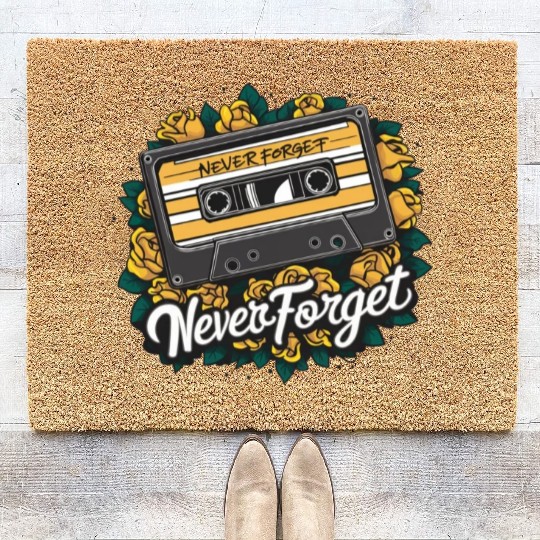 A cassette tape colored with roses 8 Coir Doormats