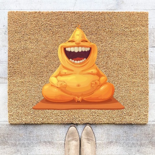 Joyful Yellow Creature Embracing Laughter Coir Doormats