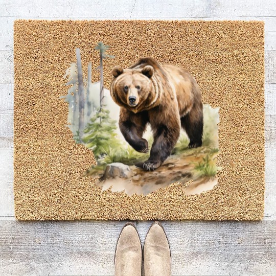 Grizzly Bear in the Wild Coir Doormats