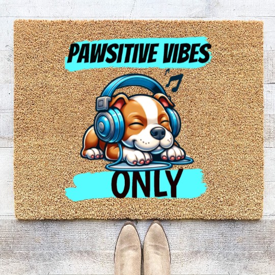 Pawsitive vibes only pitbull Coir Doormats