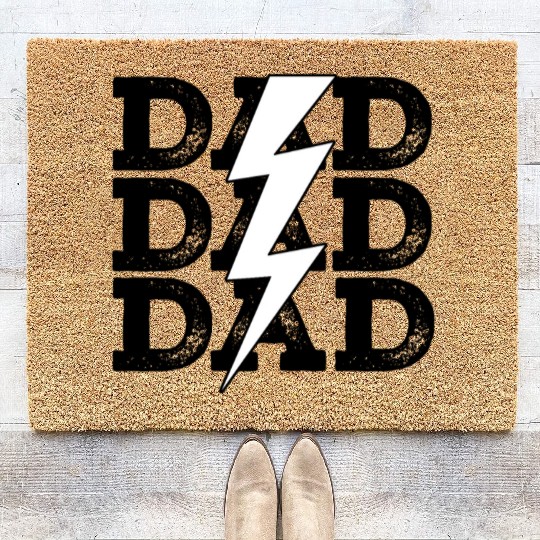 Baseball Dad Distressed Retro Lightning Bolt Coir Doormats
