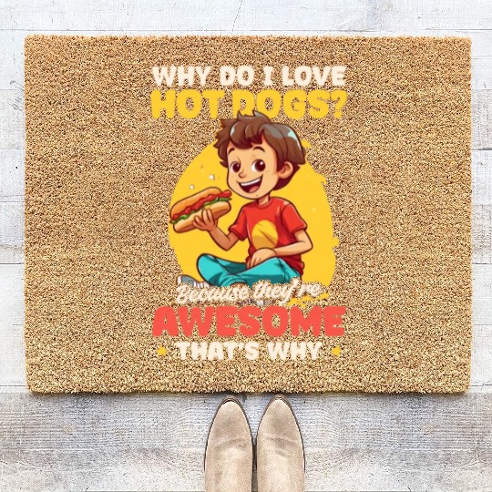 Hot Dog Because They're Awesome Coir Doormats