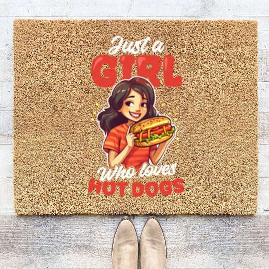 Hot Dog Girl Who Loves Hot Dog Coir Doormats