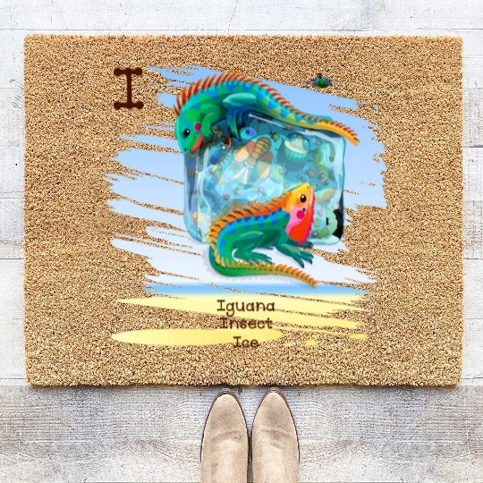 Unique Creative Cute I Alphabet Iguana Insect Ice Coir Doormats