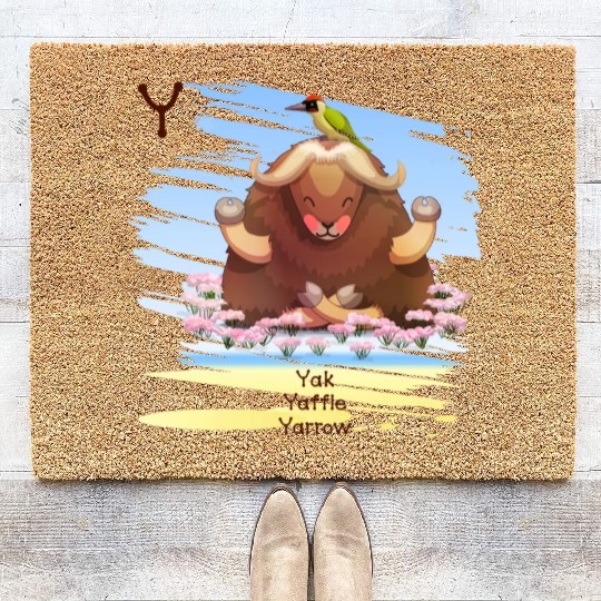 Unique Creative Cute Y Alphabet Yak Yaffle Yarrow Coir Doormats
