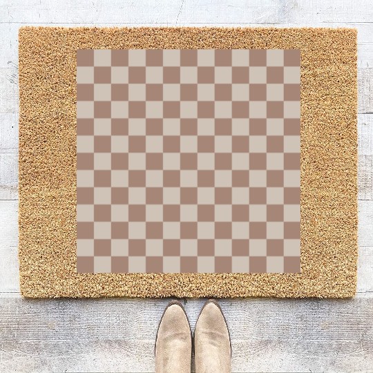 Brown Classic Checkered Big Checkerboard Coir Doormats