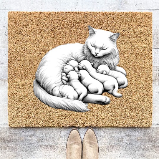 Breastfeeding Mother Cat Coir Doormats