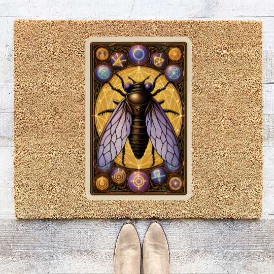 CICADA INVASION 2024 TAROT CARD, CICADAGEDDON 2024 Coir Doormats