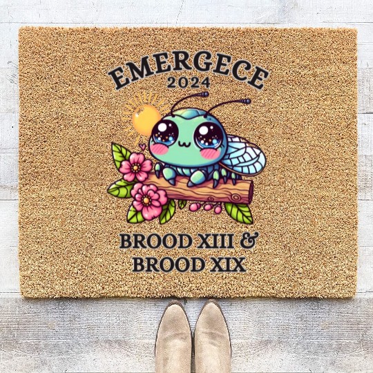 CICADA EMERGENCE 2024 KAWAII, CICADAGEDDON BROOD Coir Doormats