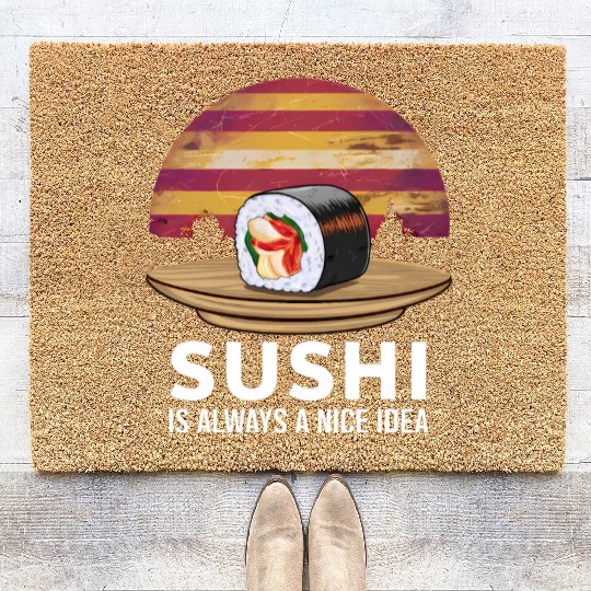 Sushi On A Retro Sunset Coir Doormats