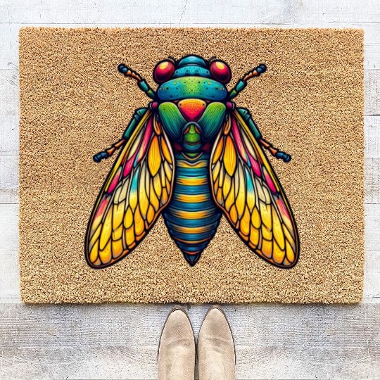 Colorful Cicada Insect Great Eastern Brood Cicada Coir Doormats