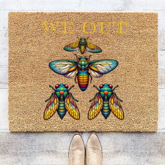Funny Cicada We Out Cute Cicada Brood Emergence Coir Doormats