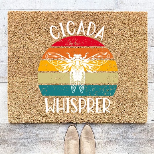 Cicada Whisprer, Retro Sunset Summertime 80's 90's Coir Doormats
