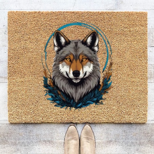 Flag Wolves July Howling Wolf Coir Doormats