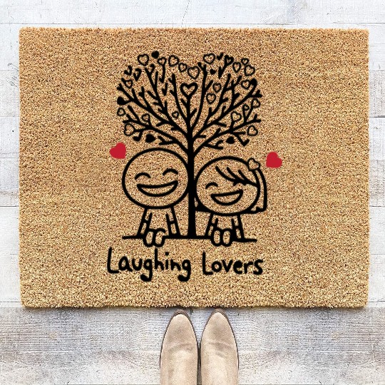 Joyful Lovers Laughing Together Coir Doormats