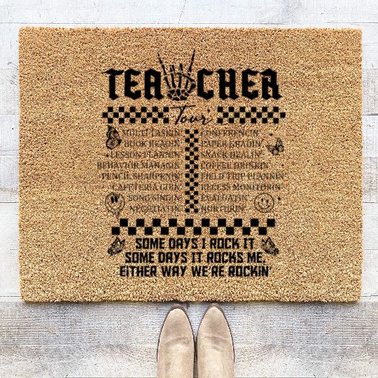 ABCD The Teacher Tour Retro Last Day Of School Coir Doormats