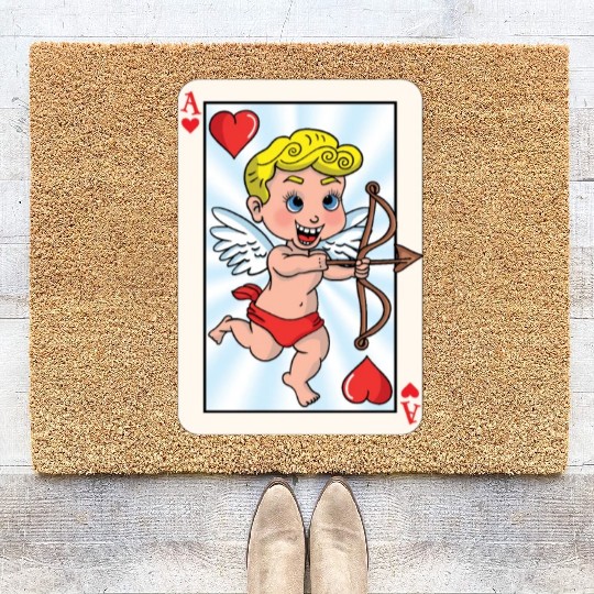 Playing card with cupid Coir Doormats