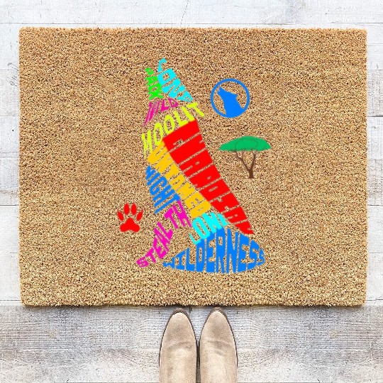 Majestic Wolf Howling in its Vibrant Habitat Coir Doormats