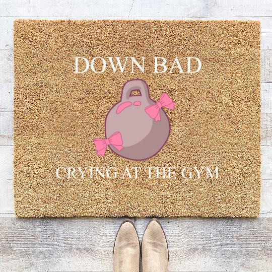 Down bad crying at the gym Coir Doormats