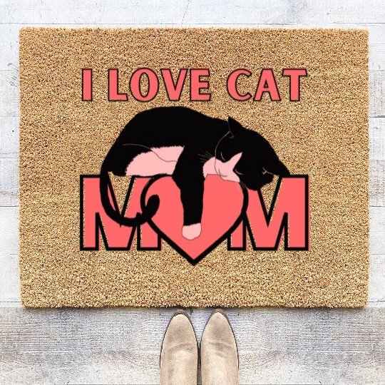 I Love Cat Mom Cats Lover Coir Doormats