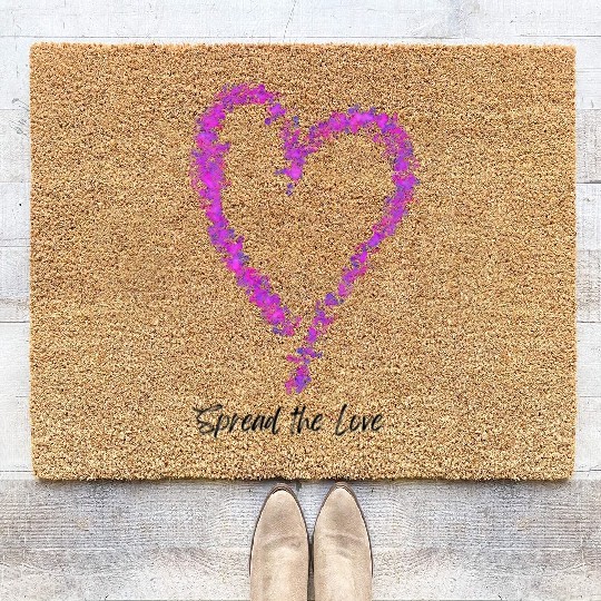 Spread the Love Glitter Heart Coir Doormats