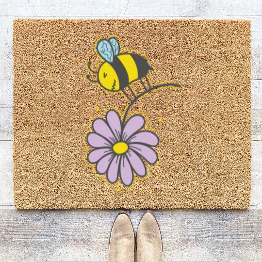 Bee with Flower Animals Nature Beekeeper Coir Doormats