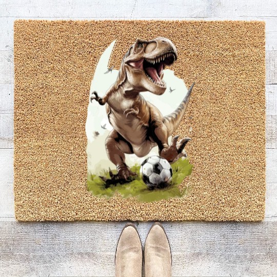 Soccer Player Dinosaur Coir Doormats