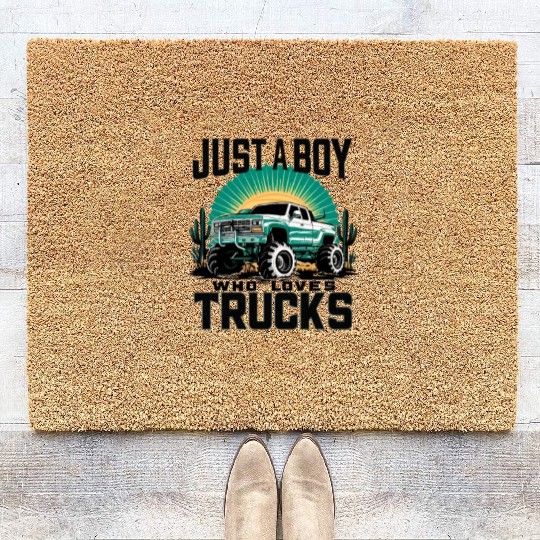 Just A Boy Who Loves Trucks Coir Doormats